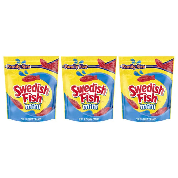 3 Pack - SWEDISH FISH Mini Soft & Chewy Candy Bulk Candy Family Size 1.8lb Swedish Fish
